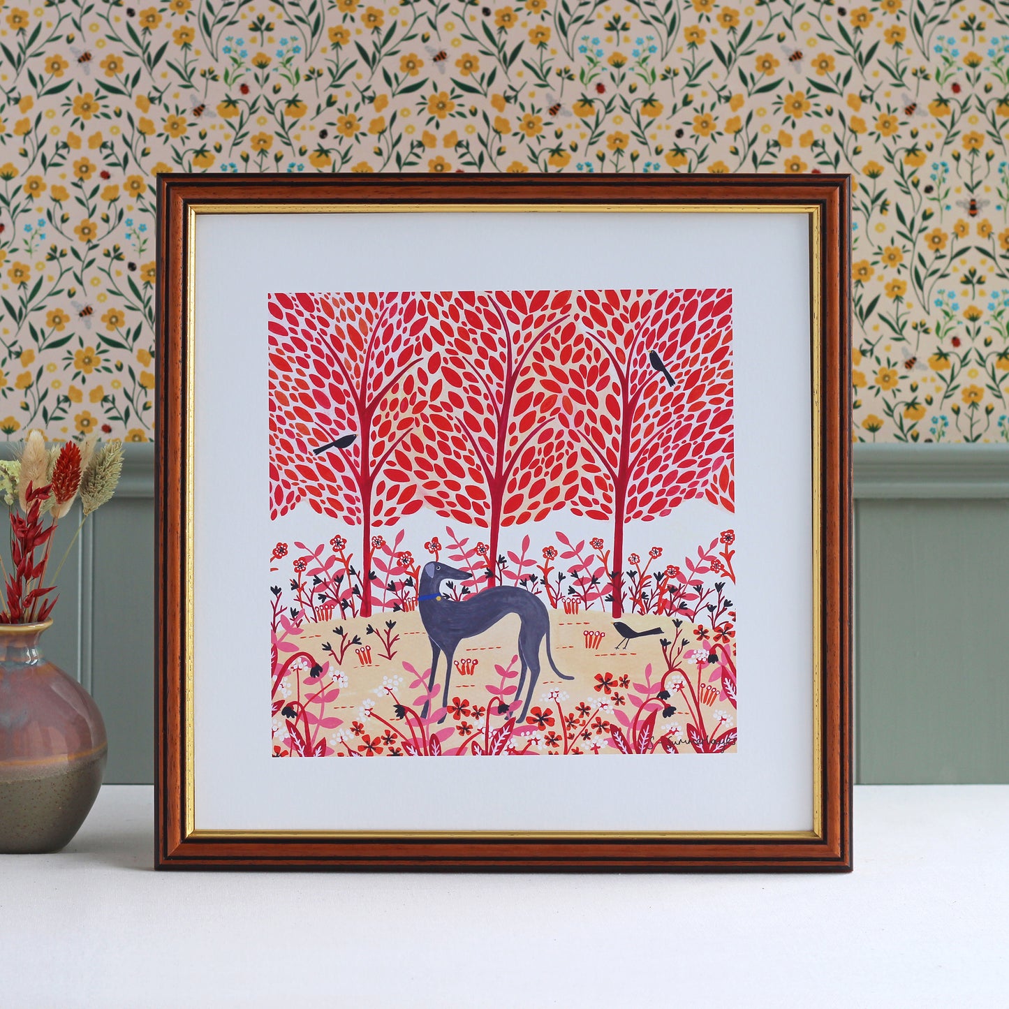 Autumn Greyhound Art Print