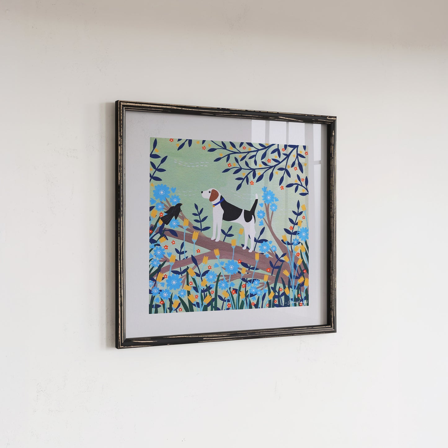 Beagle on Branch Art Print