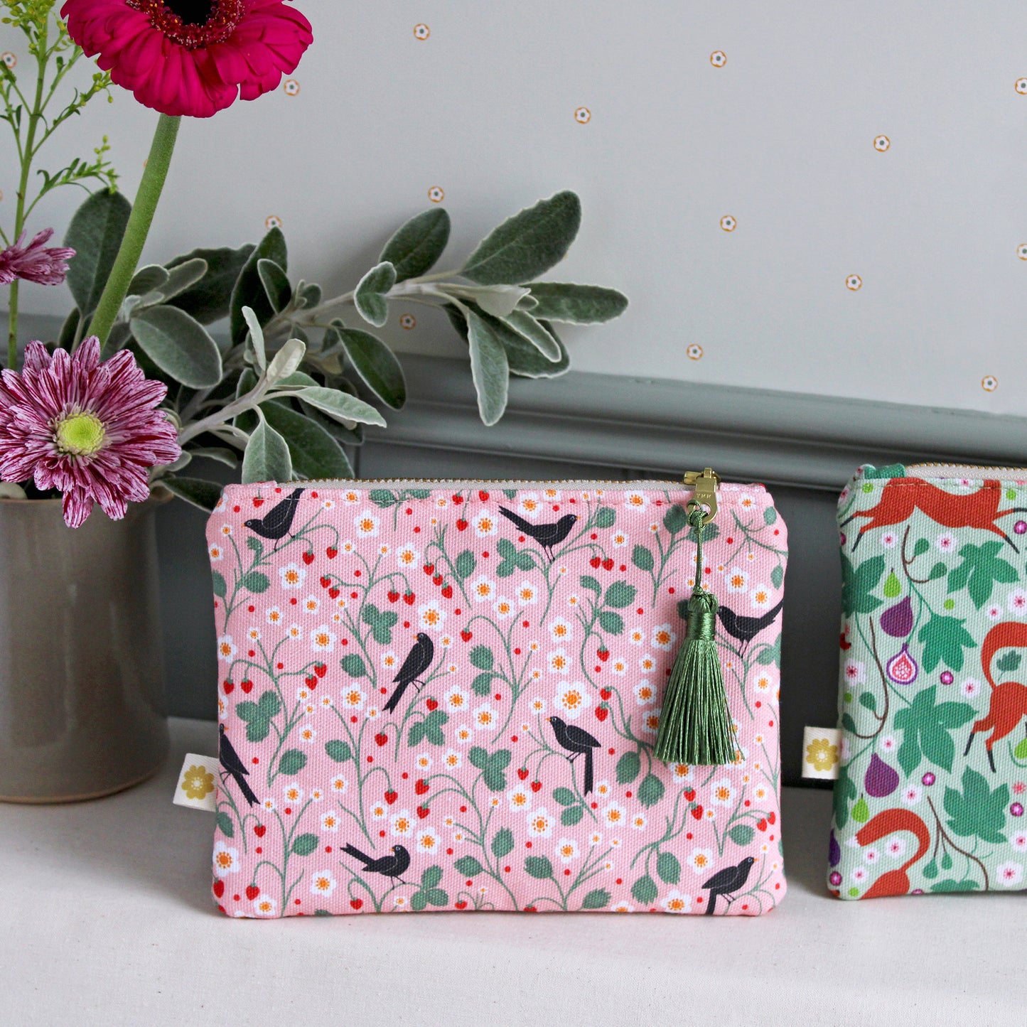 Wild Strawberry and Blackbirds Cosmetic Bag