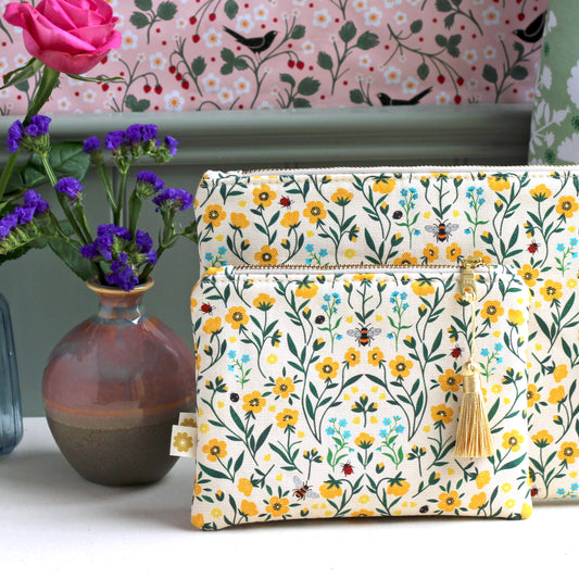 Buttercup and Bees Cosmetic Bag
