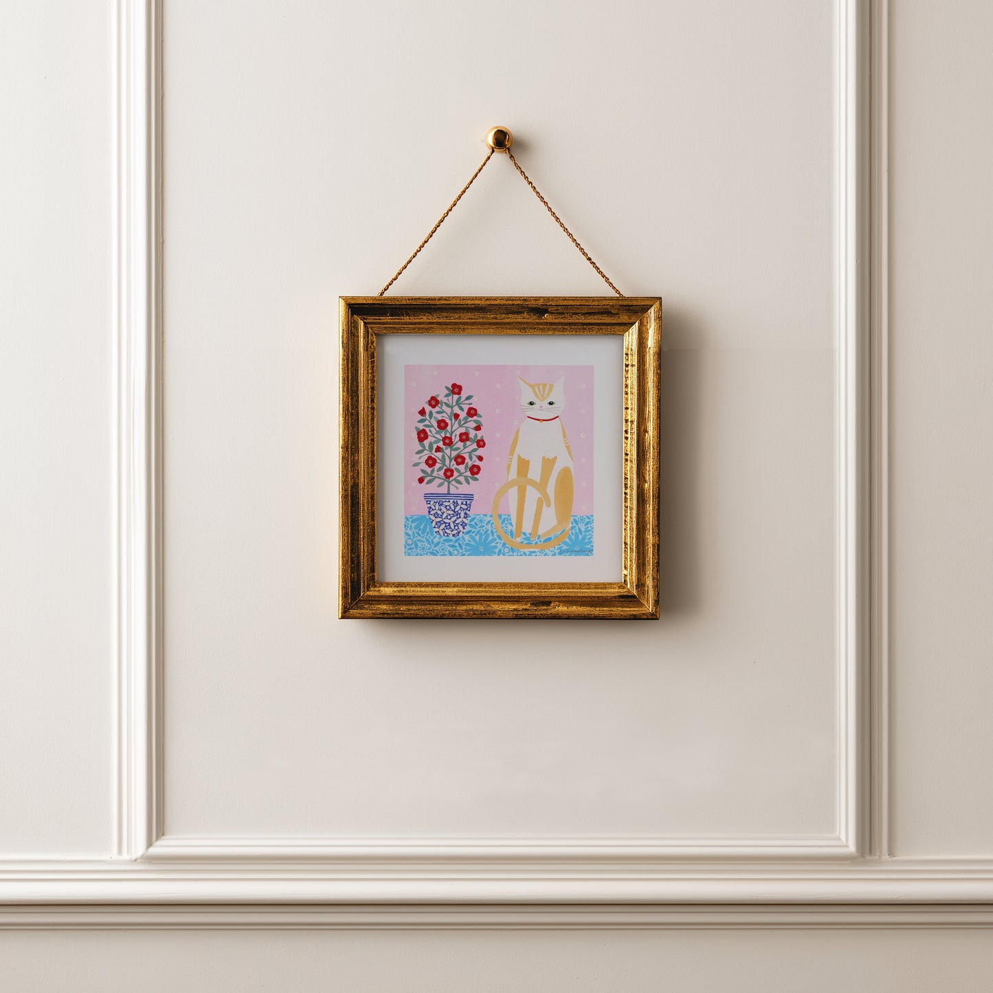 Cat With Pot Plant Art Print