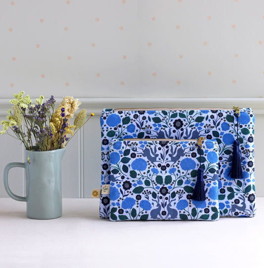 Hares and Hydrangeas Cosmetic Bag