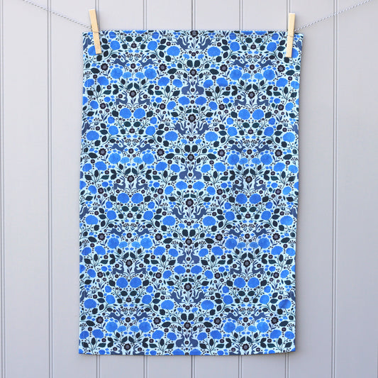 Kitchen Towel, Hares and Hydrangeas