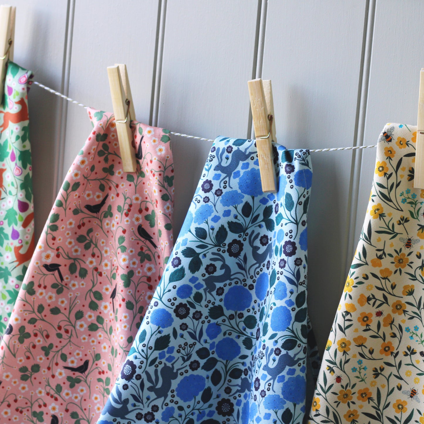 Kitchen Towel, Hares and Hydrangeas