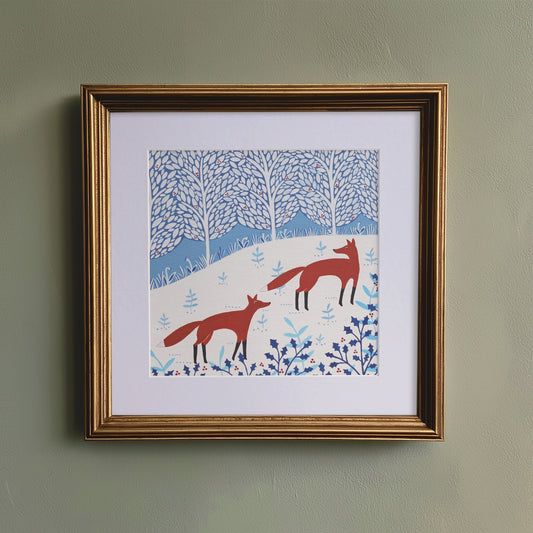 Winter Foxes Art Print