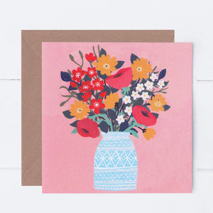 Floral On Peach Greeting Card
