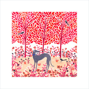 Autumn Greyhound Art Print
