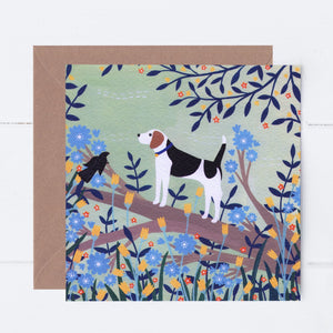 Beagle on Branch Greeting Card