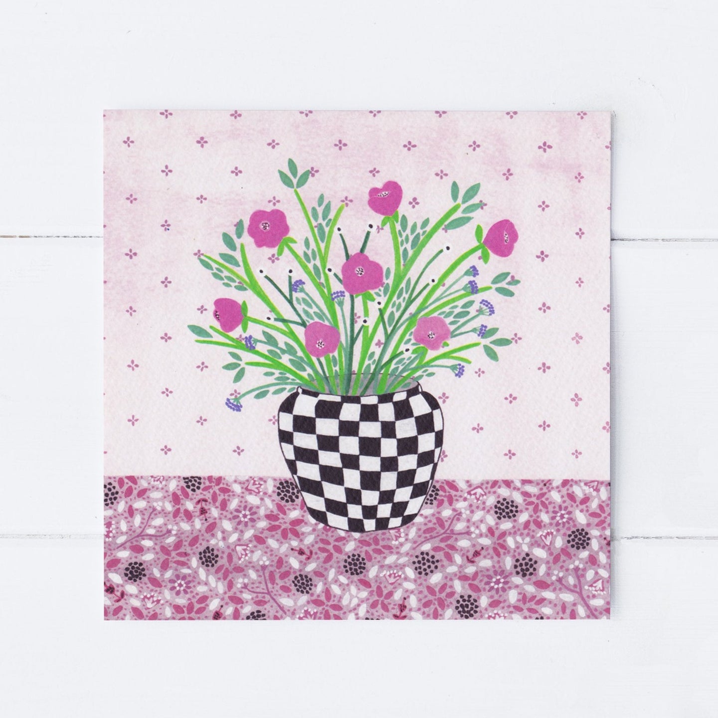 Checkered Vase Greeting Card