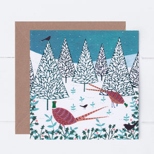 Winter Pheasants Greeting Card