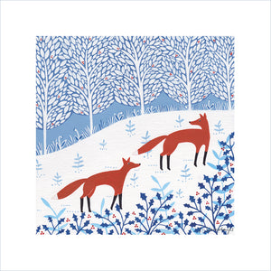 Winter Foxes Art Print