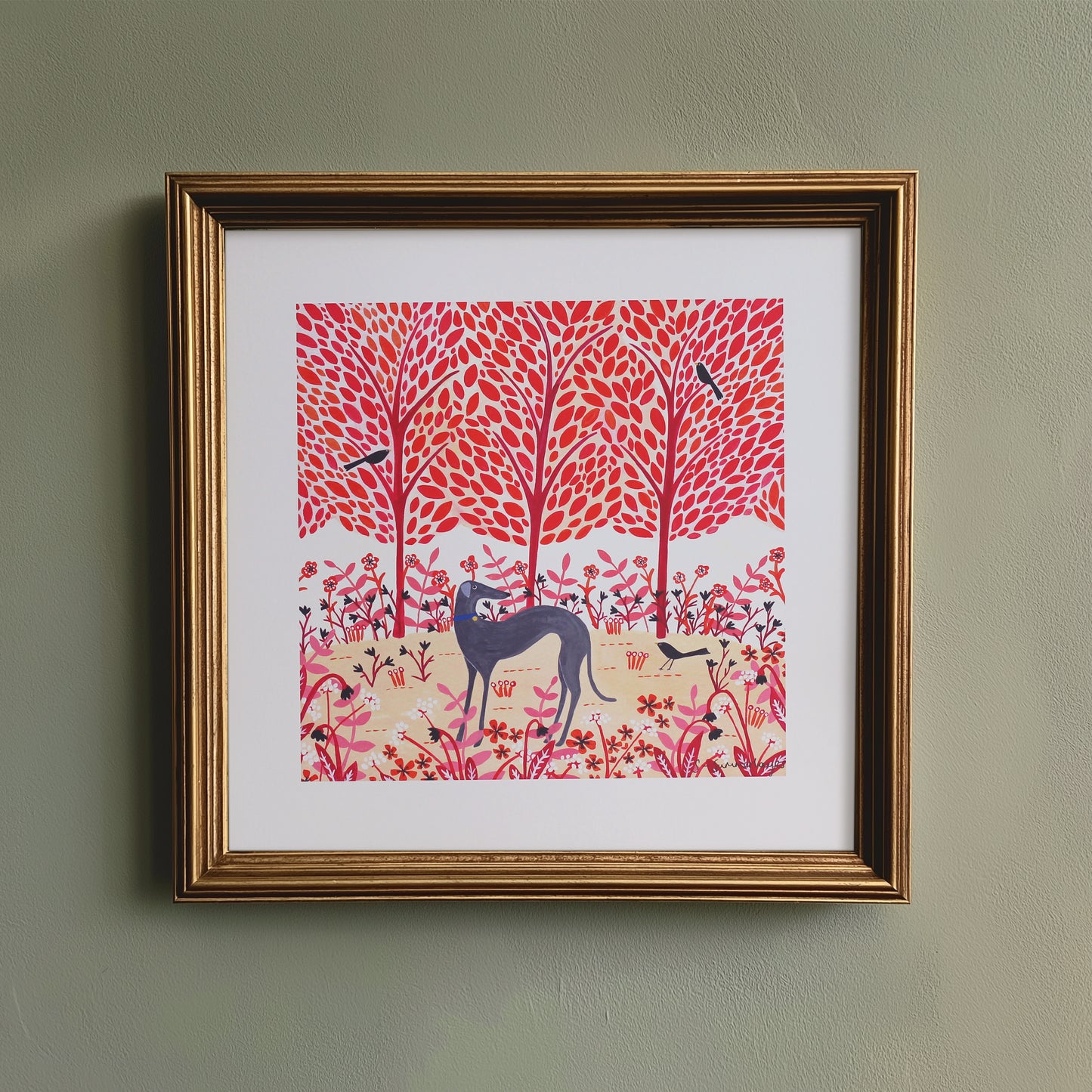 Autumn Greyhound Art Print