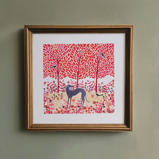 Autumn Greyhound Art Print