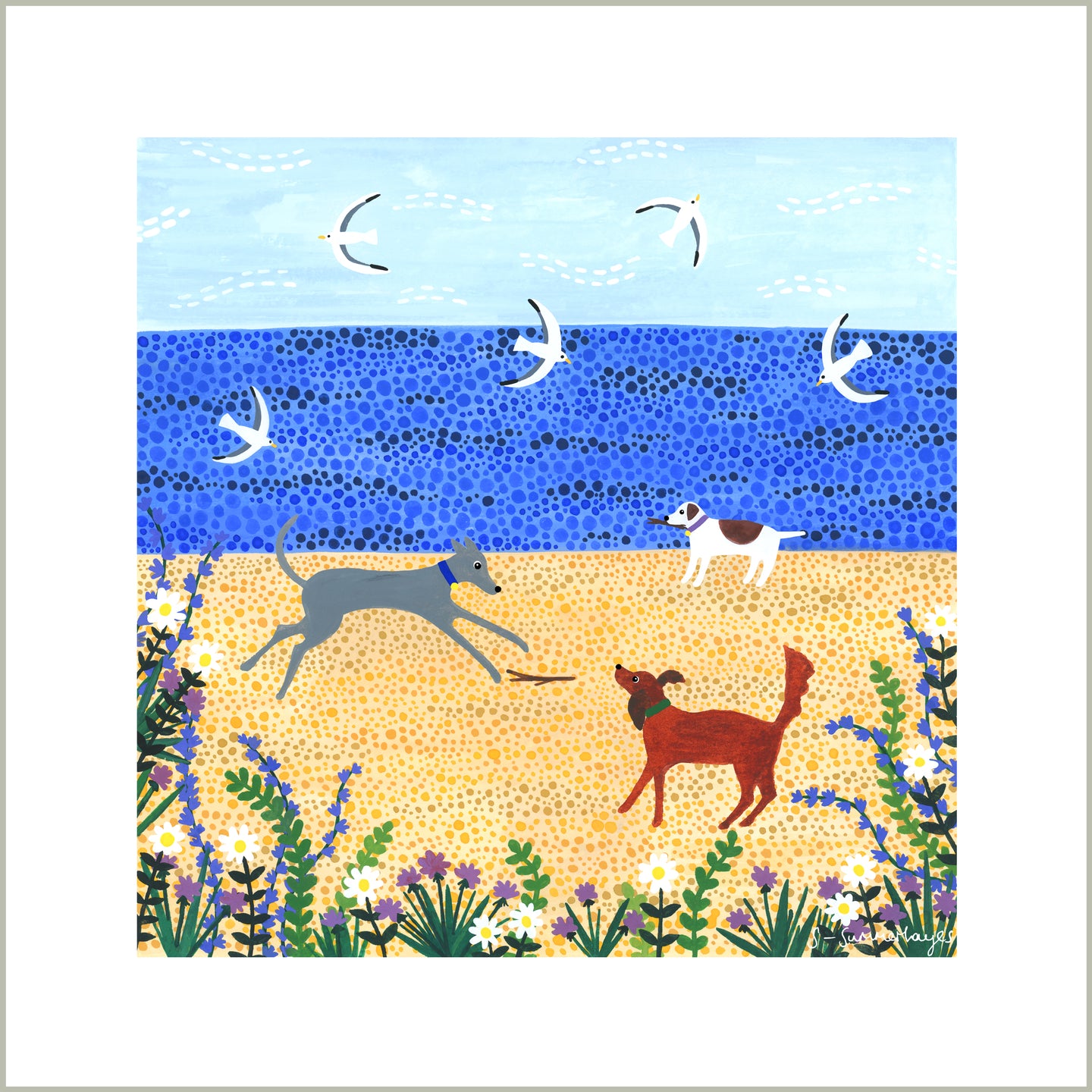 Beach Dogs Art Print