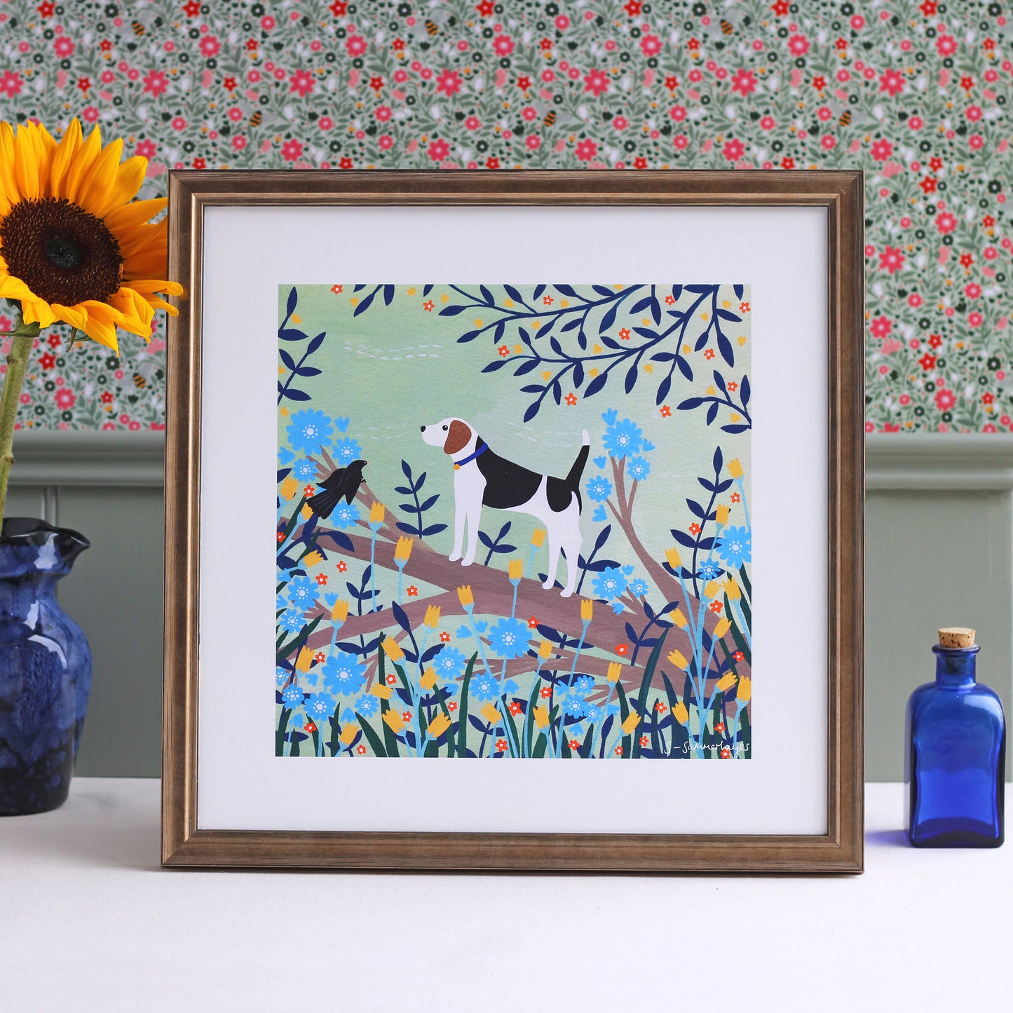 Beagle on Branch Art Print