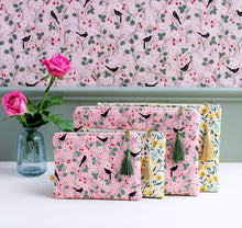 Load image into Gallery viewer, Wild Strawberry and Blackbirds Cosmetic Bag