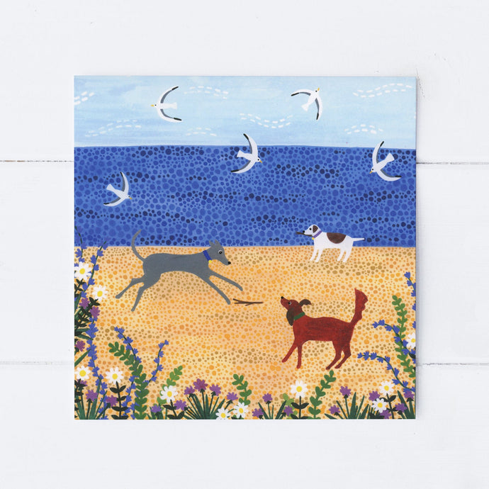 Wholesale - SS140 Beach Dogs 150x150mm, Pack of 6 Greeting Cards