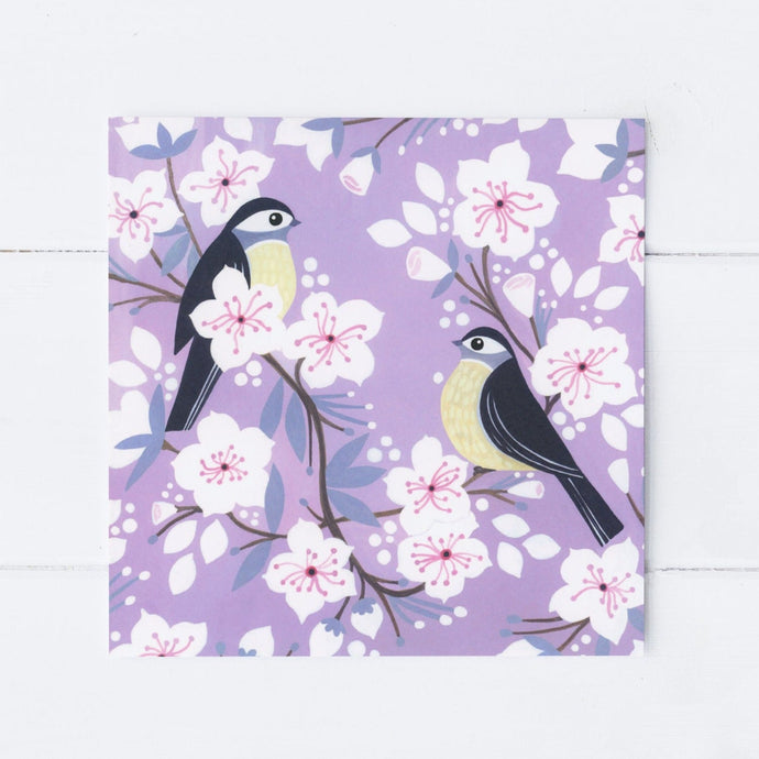 Wholesale - SS132 Chickadees 150x150mm, Pack of 6 Greeting Cards
