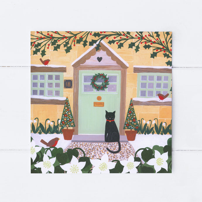 Wholesale - SS183 Christmas Cottage 150x150mm, Pack of 6 Greeting Cards