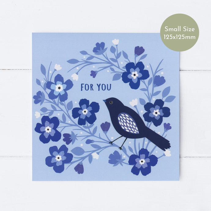 Wholesale - SS155 Darling Bluebird 125x125mm, Pack of 6 Greeting Cards