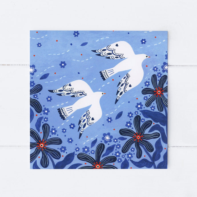 Wholesale - SS143 Doves Flying High 150x150mm, Pack of 6 Greeting Cards