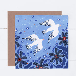 Doves Flying High Greeting Card
