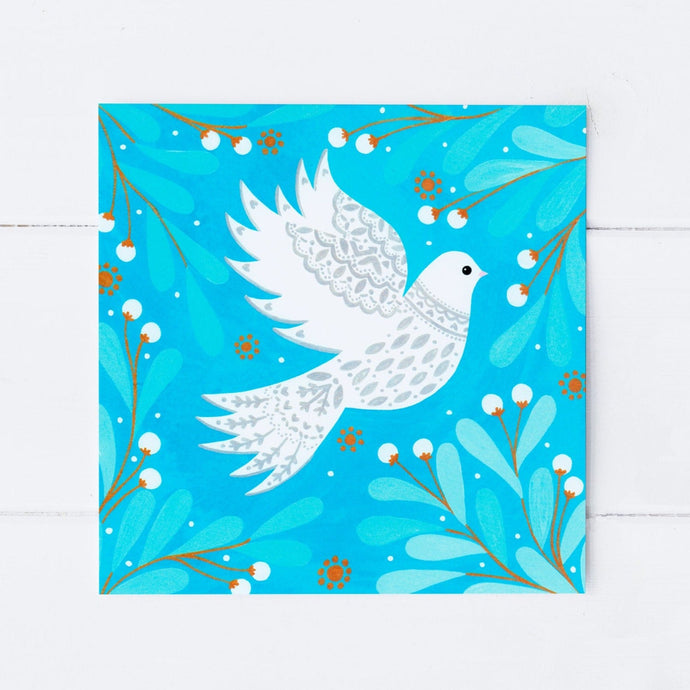 Wholesale - SS112 Festive Dove 150x150mm, Pack of 6 Greeting Cards