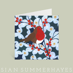 Robin And Berries Greeting Card