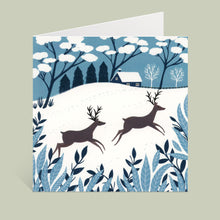 Load image into Gallery viewer, Snowy Deer Cottage Greeting Card