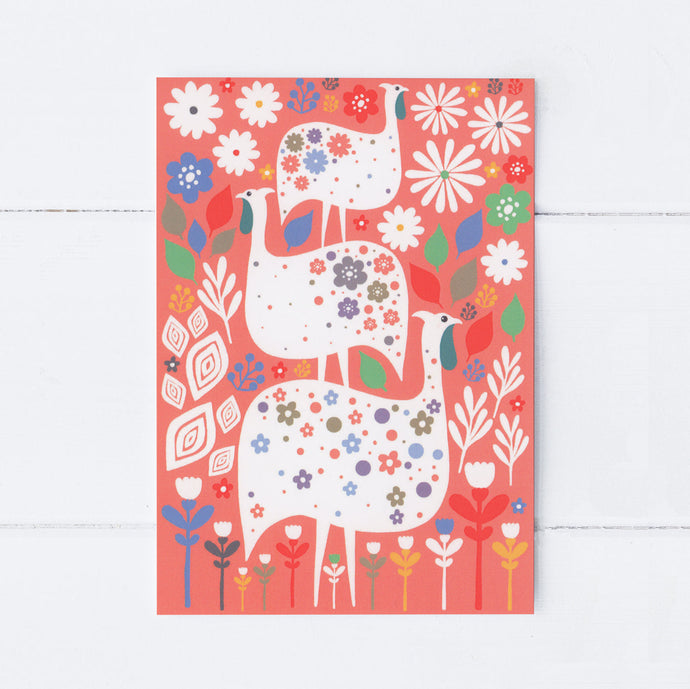 Wholesale - SS167 Scandi Guinea Fowl 105x150mm, Pack of 6 Greeting Cards