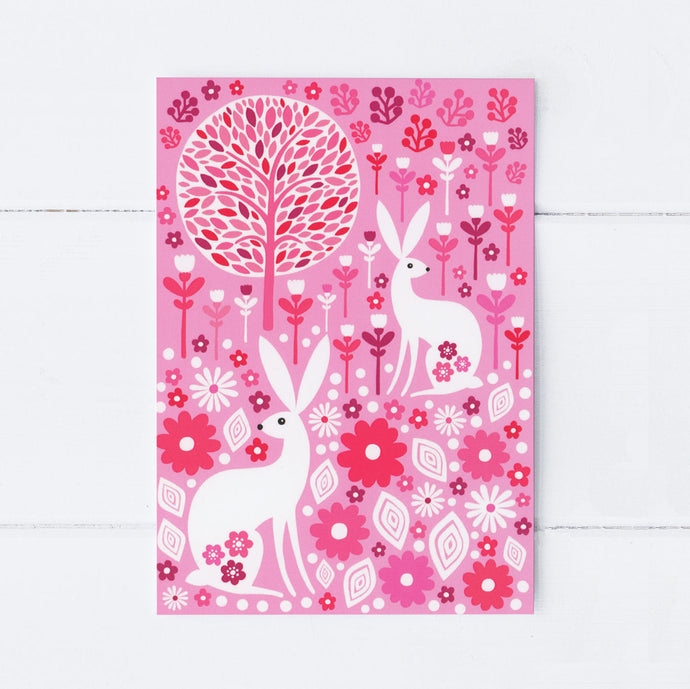 Wholesale - SS175 Scandi Hares Greeting 105x150mm, Pack of 6 Greeting Cards