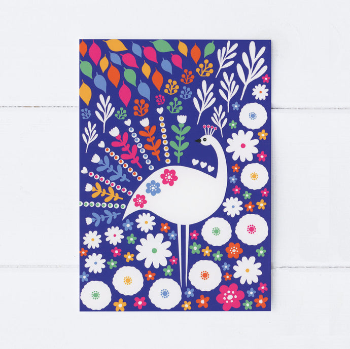 Wholesale - SS173 Scandi Peacock 105x150mm, Pack of 6 Greeting Cards
