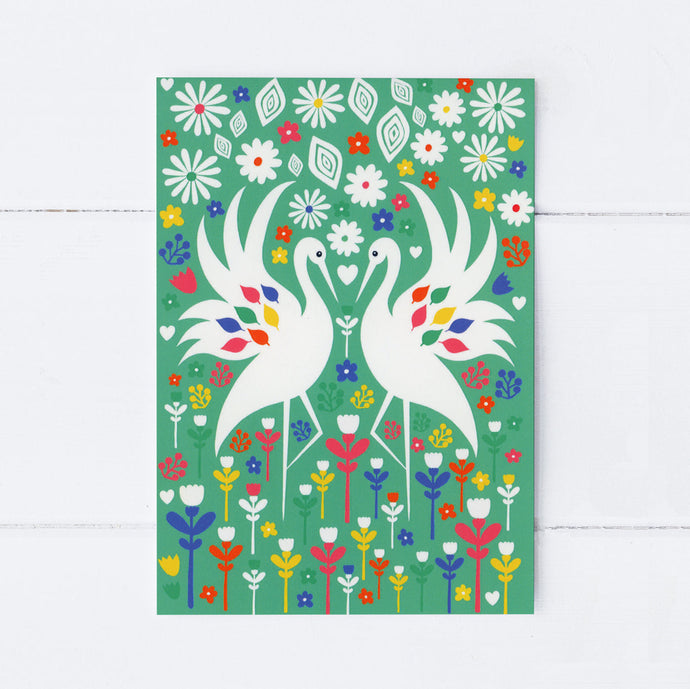 Wholesale - SS174 Scandi Storks 105x150mm, Pack of 6 Greeting Cards