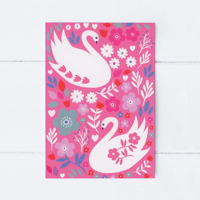 Wholesale - SS170 Scandi Swans 105x150mm, Pack of 6 Greeting Cards