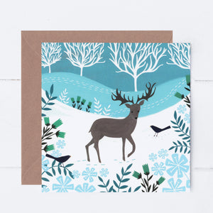 Snowy Deer Greeting Card