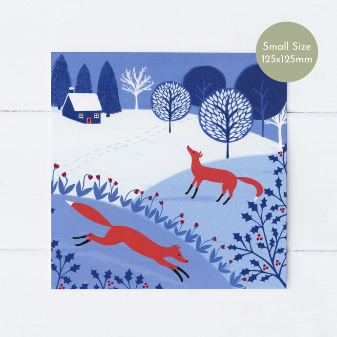 Wholesale - SS106 Night Foxes Cottage 125x125mm, Pack of 6 Greeting Cards