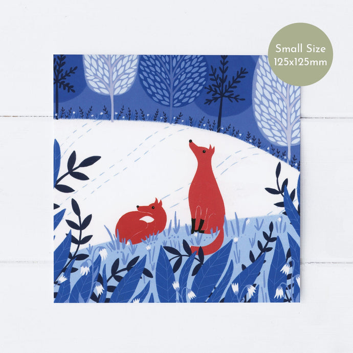 Wholesale - SS107 Night Foxes 125x125mm, Pack of 6 Greeting Cards