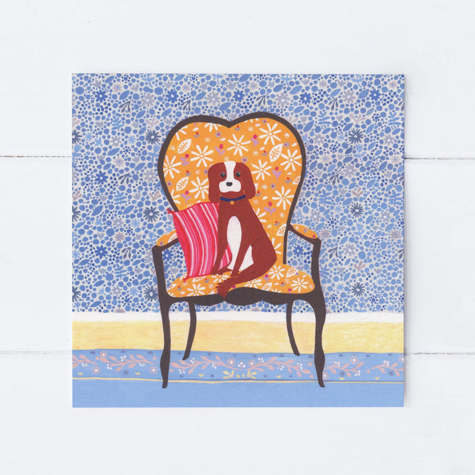 Wholesale - SS012 Spaniel Armchair 150x150mm, Pack of 6 Greeting Cards