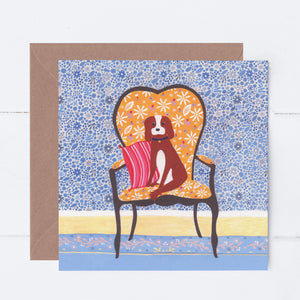 Spaniel On Yellow Armchair Greeting Card