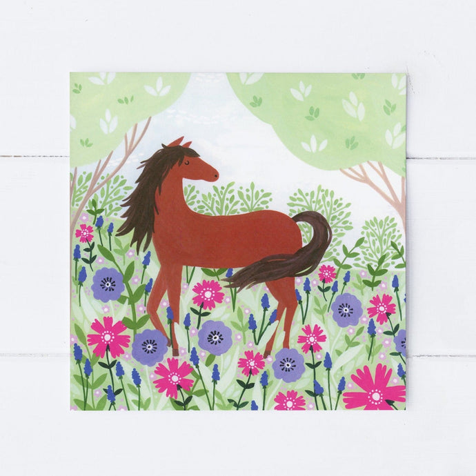 Wholesale - SS124 Spring Horse 150x150mm, Pack of 6 Greeting Cards