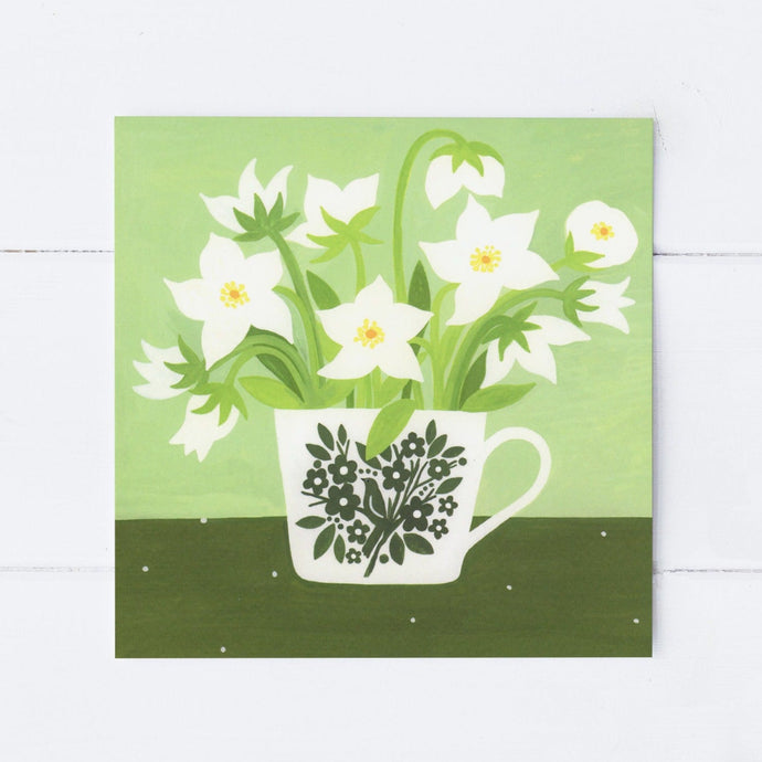 Wholesale - SS138 Winter Hellebores 150x150mm, Pack of 6 Greeting Cards