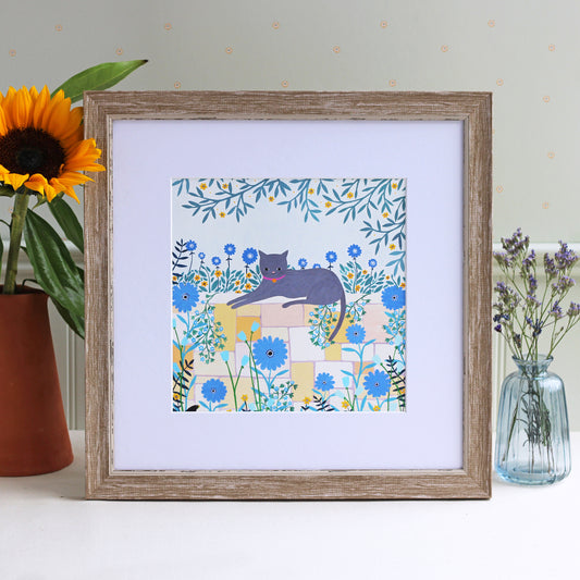 Cat On Wall Art Print