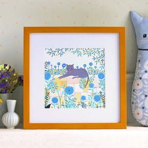 Cat On Wall Art Print