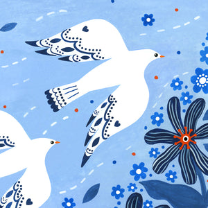 Doves Flying High Art Print