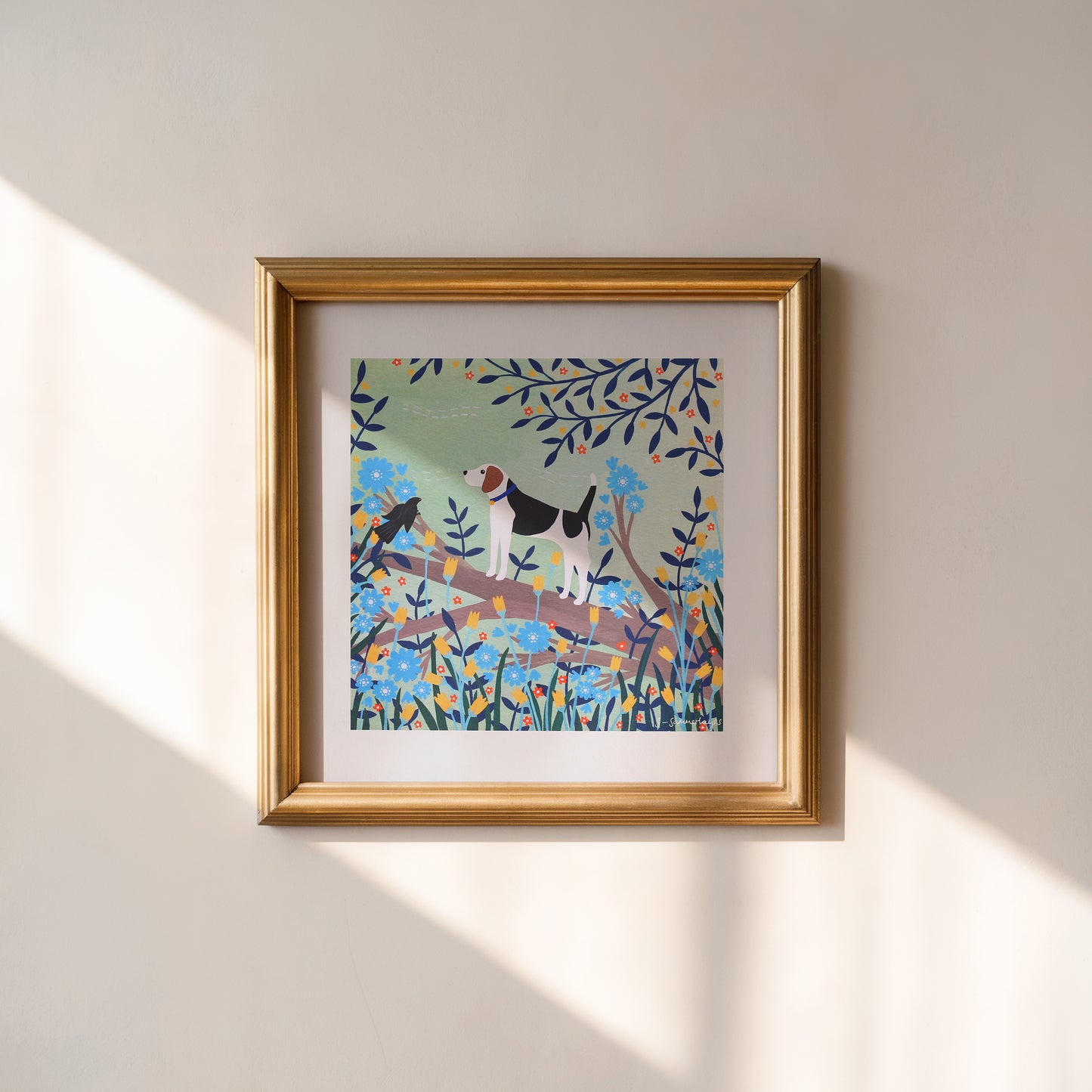 Beagle on Branch Art Print