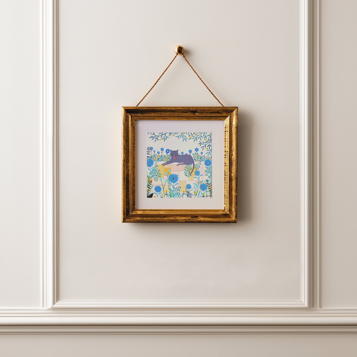 Cat On Wall Art Print