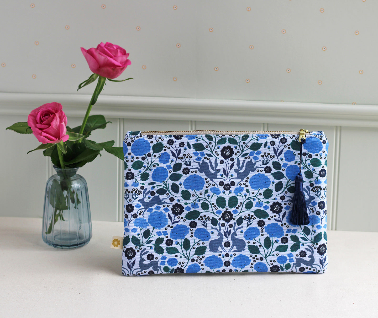 Hares and Hydrangeas Cosmetic Bag