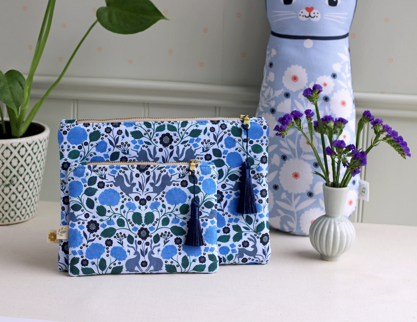 Hares and Hydrangeas Cosmetic Bag