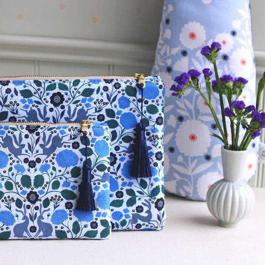 Hares and Hydrangeas Cosmetic Bag