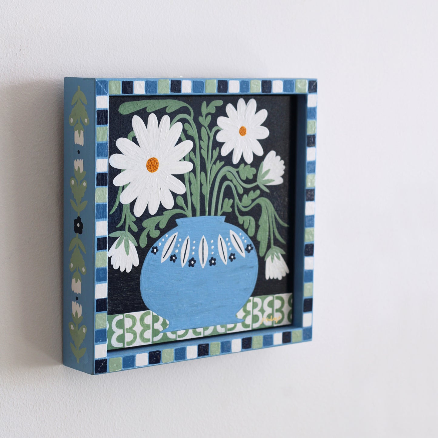 'Daisy on Navy' Original Art